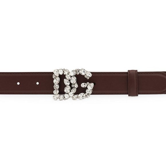 DOLCE&GABBANA Game Day DG Crystal Logo Leather Belt size 90 cm - Picture 1 of 10